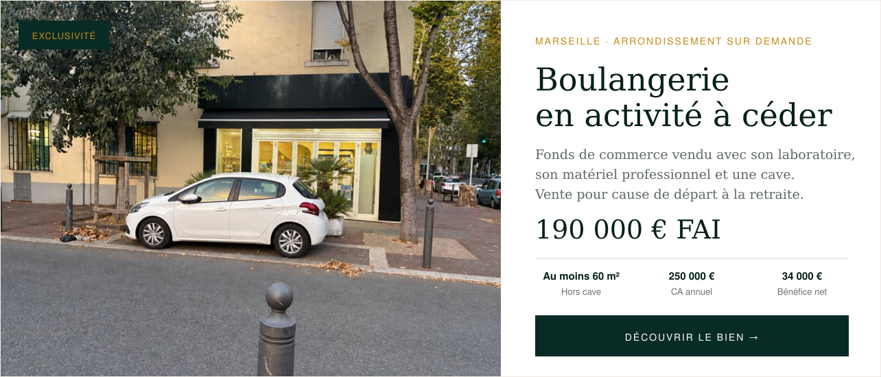Boulangerie en activité à céder à Marseille