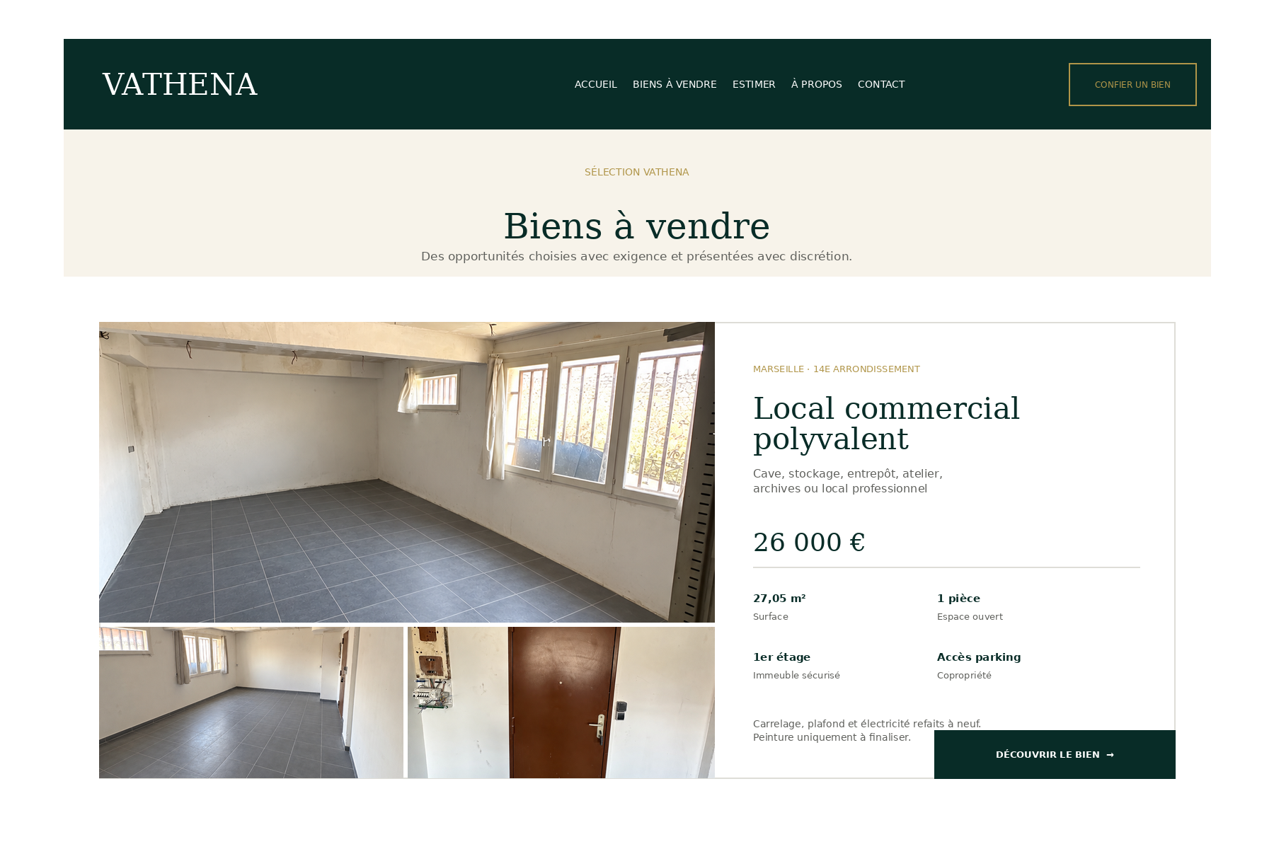 Local commercial polyvalent à vendre à Marseille 14e – 26 000 €